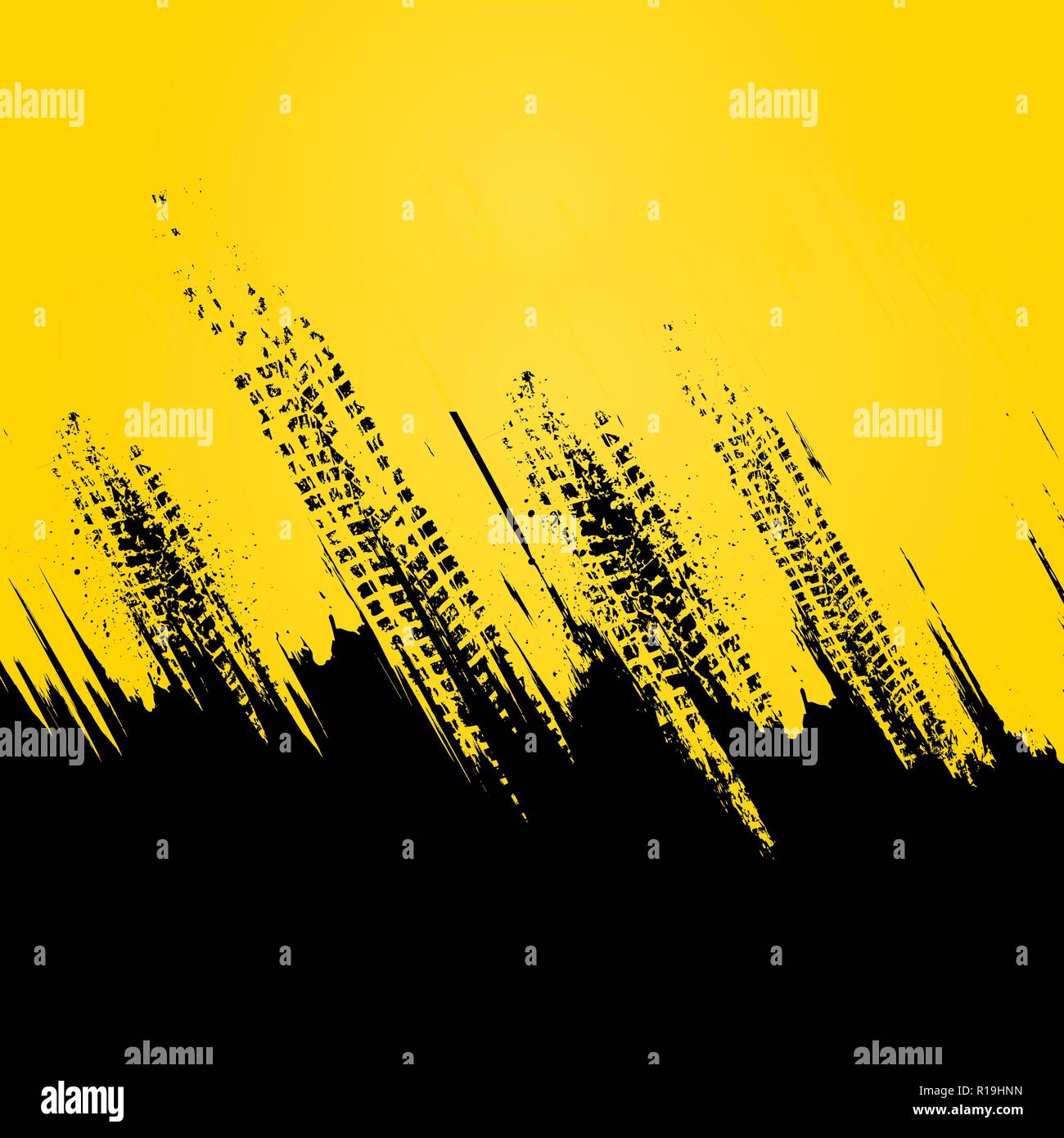 Resumen Negro Y Fondo Amarillo Con Grunge Las Huellas De Los Neumaticos Imagen Vector De Stock Alamy