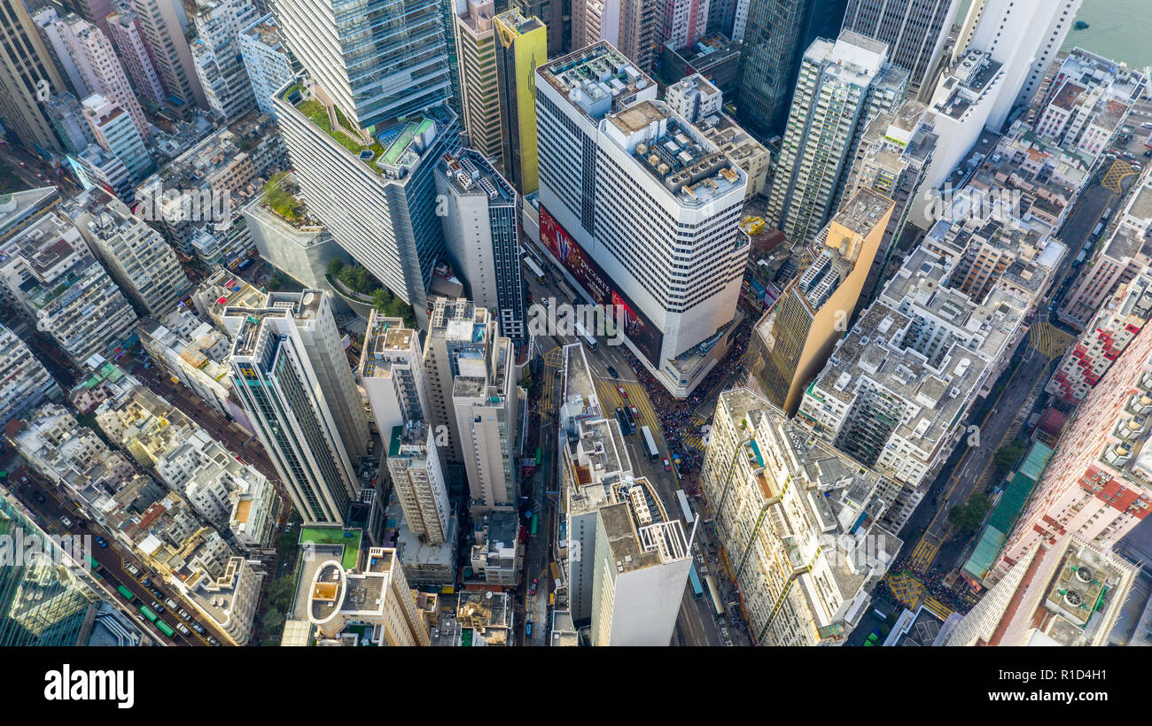 Vista aérea de Causeway Bay, Hong Kong Foto de stock