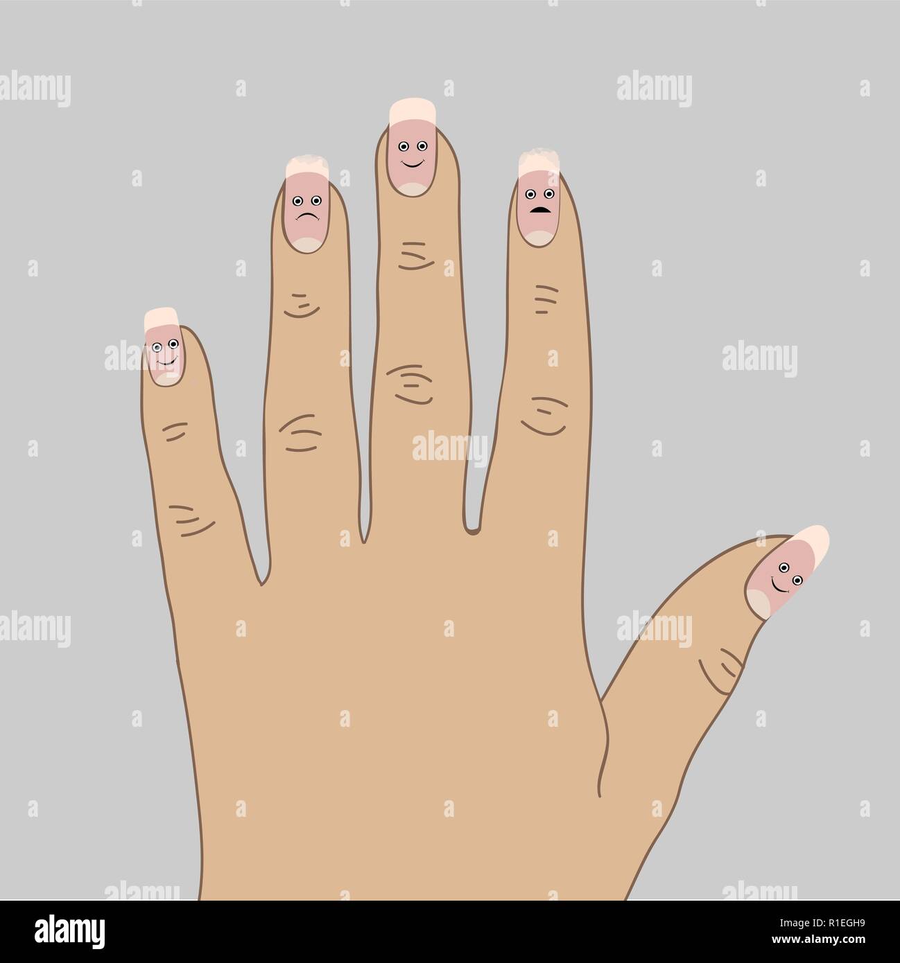 La exfoliación de las puntas de las uñas. Ilustración de dibujos animados Imagen Vector de stock - Alamy La exfoliación de las puntas de las uñas. Ilustración de dibujos animados Imagen Vector de stock - Alamy