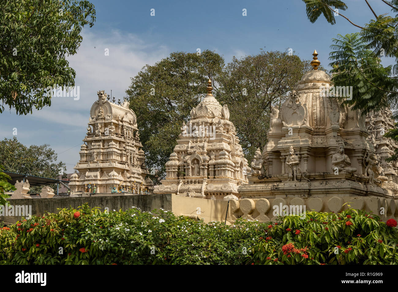 Los templos hindúes en el Palacio Tipu, Bangalore, Karnataka, India Foto de stock