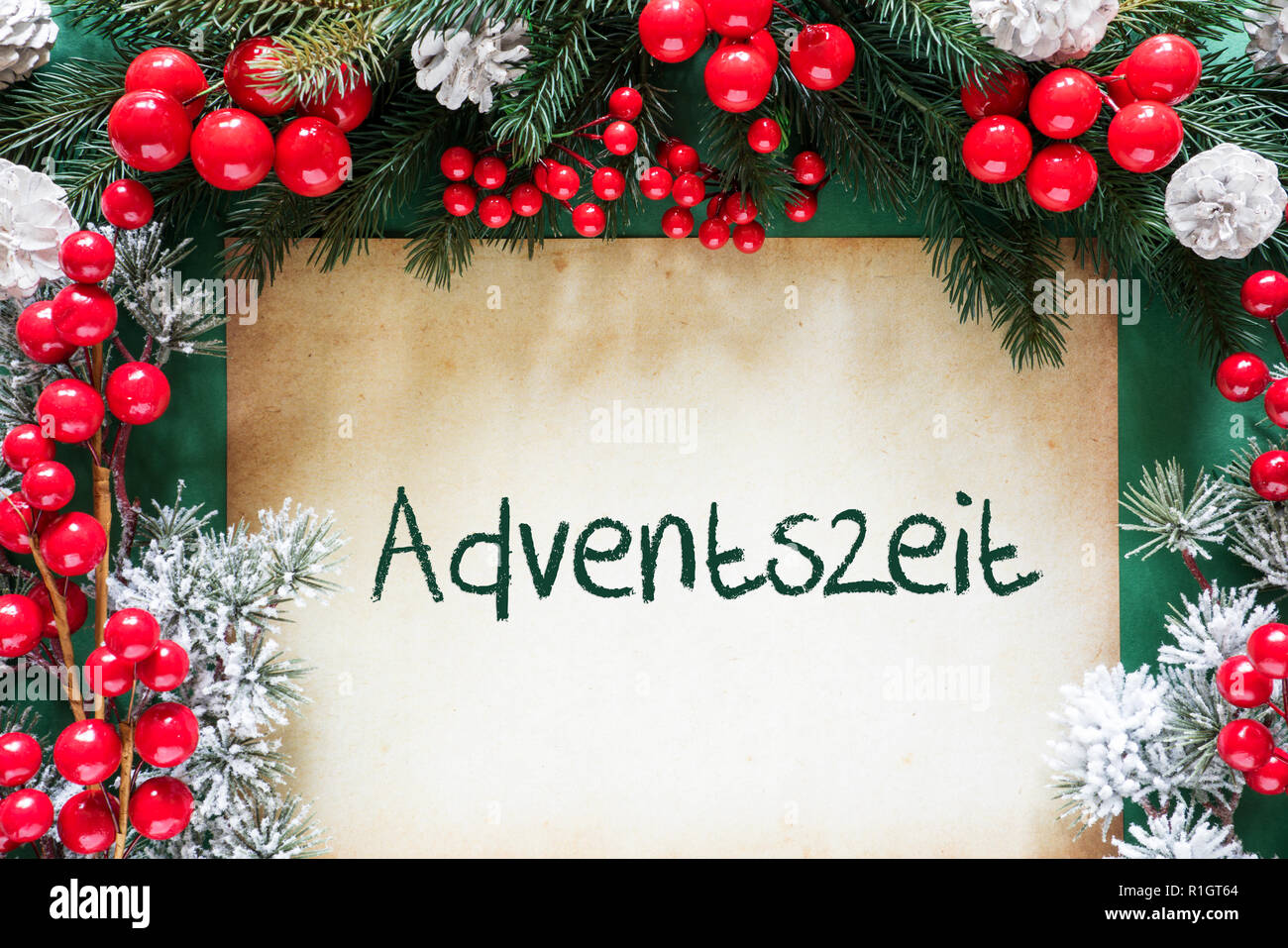 Decoración de Navidad, Adviento significa Adventszeit alemán Foto de stock