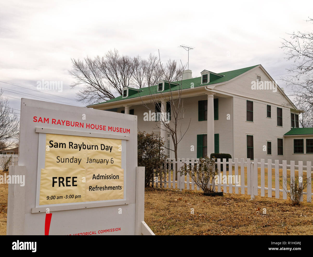 Bonhom, Tex - hogar de más larga duración de la casa Altavoz Sam Rayburn ha museo donde vivió con su madre y la biblioteca. Rayburn ayudó a Texas y obtener el gobierno federal involucrados en la lucha contra la industria. Entrada libre en su cumpleaños. Foto de stock