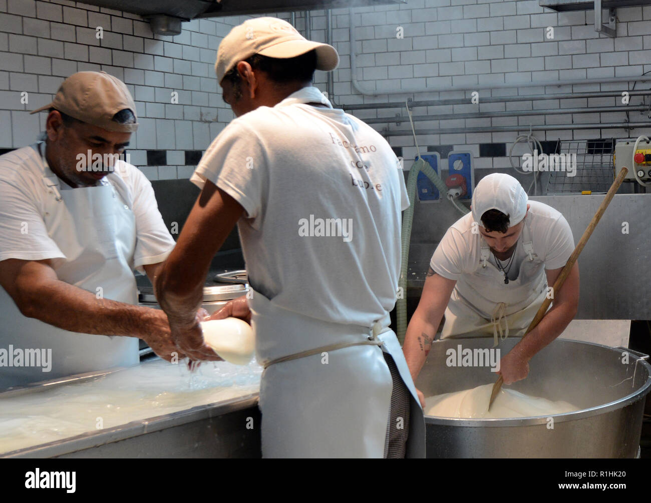 Preparación de queso Mozzarella de calidad Foto de stock