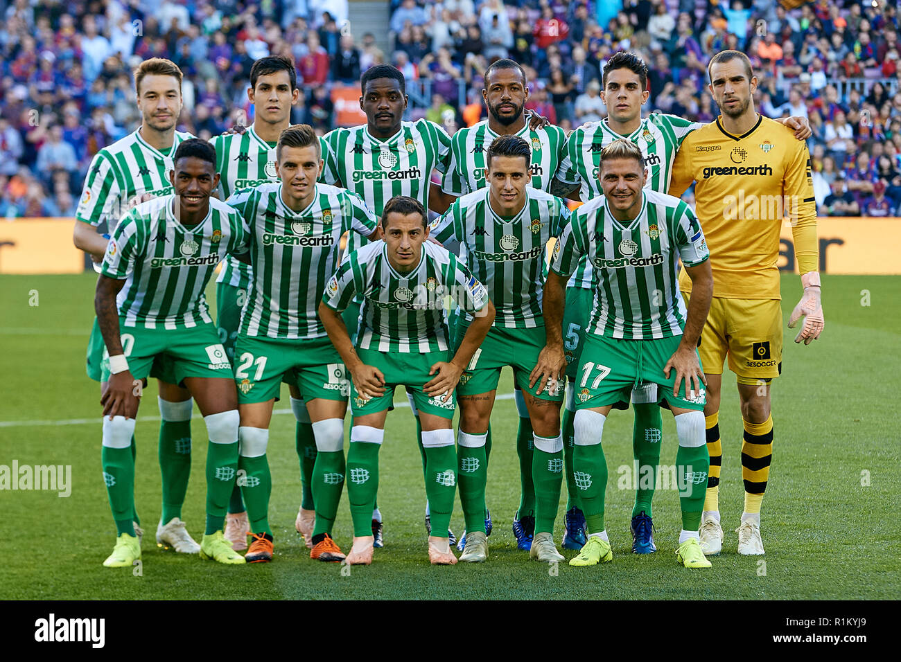 BARCELONA, España - 11 de noviembre: Real Betis Balompie línea de