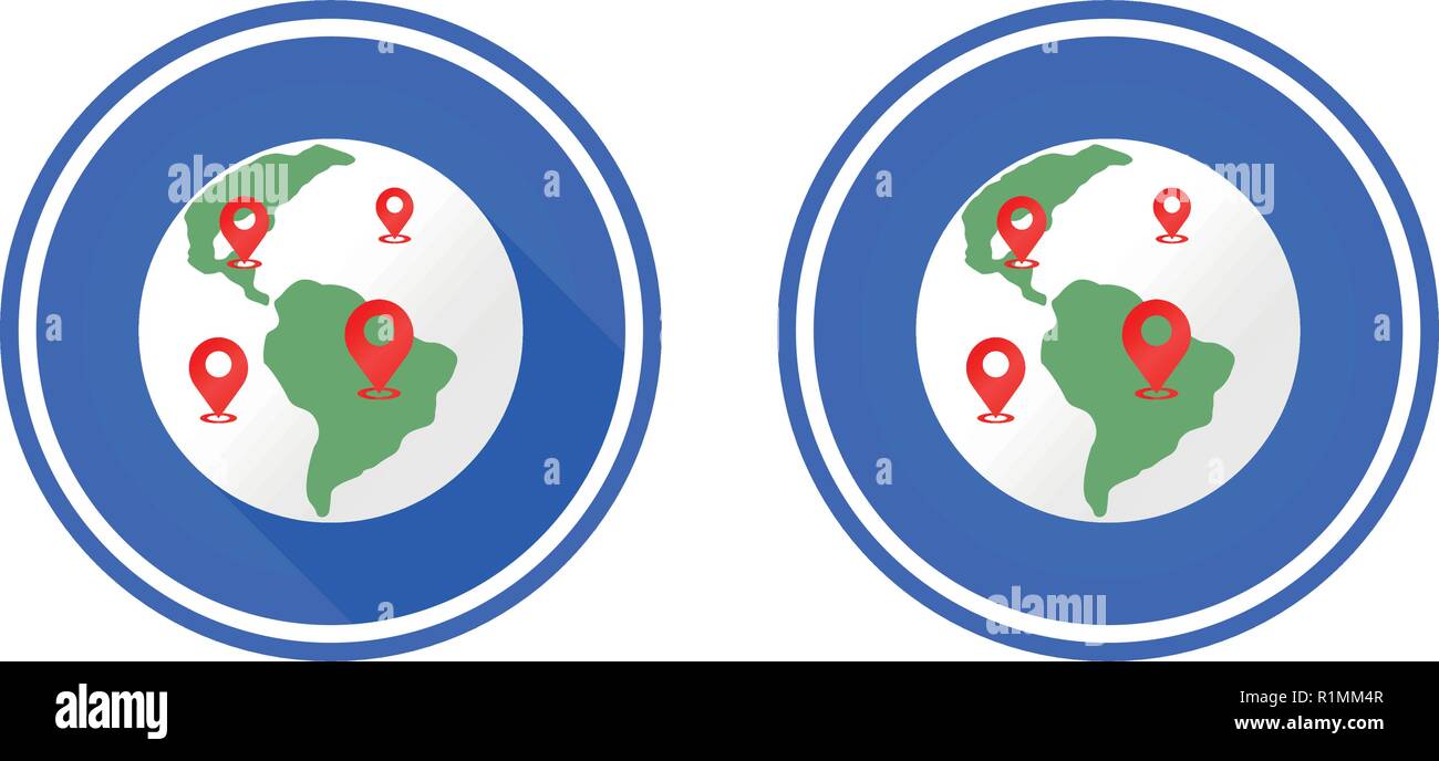 y marcar las ubicaciones de tierra plana redonda, utilice el icono de colores azul, rojo y marcar las ubicaciones de tierra plana redonda, utilice el icono de colores azul, rojo