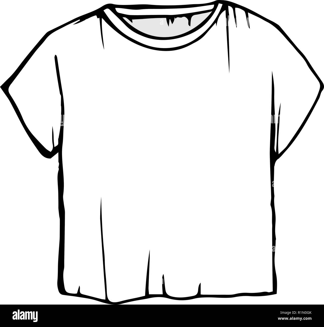 Sketch camisetas blancas aisladas. t-shirt ilustración vectorial. los niños  del esquema de ropa Imagen Vector de stock - Alamy