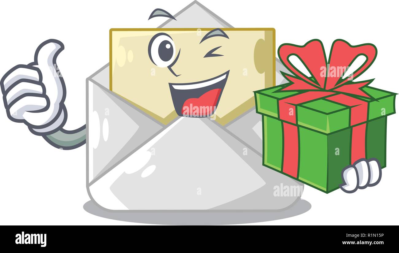 Con regalo sobres abiertos en forma de dibujos animados en blanco Imagen  Vector de stock - Alamy