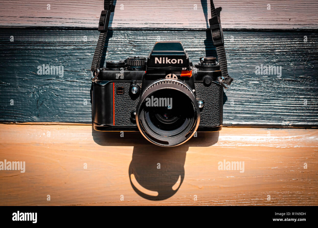 Nikon F3 Single Lens Reflex 35mm cámara de película profesional lanzado por primera vez en 1980 y se mantuvo en producción hasta 200 Foto de stock