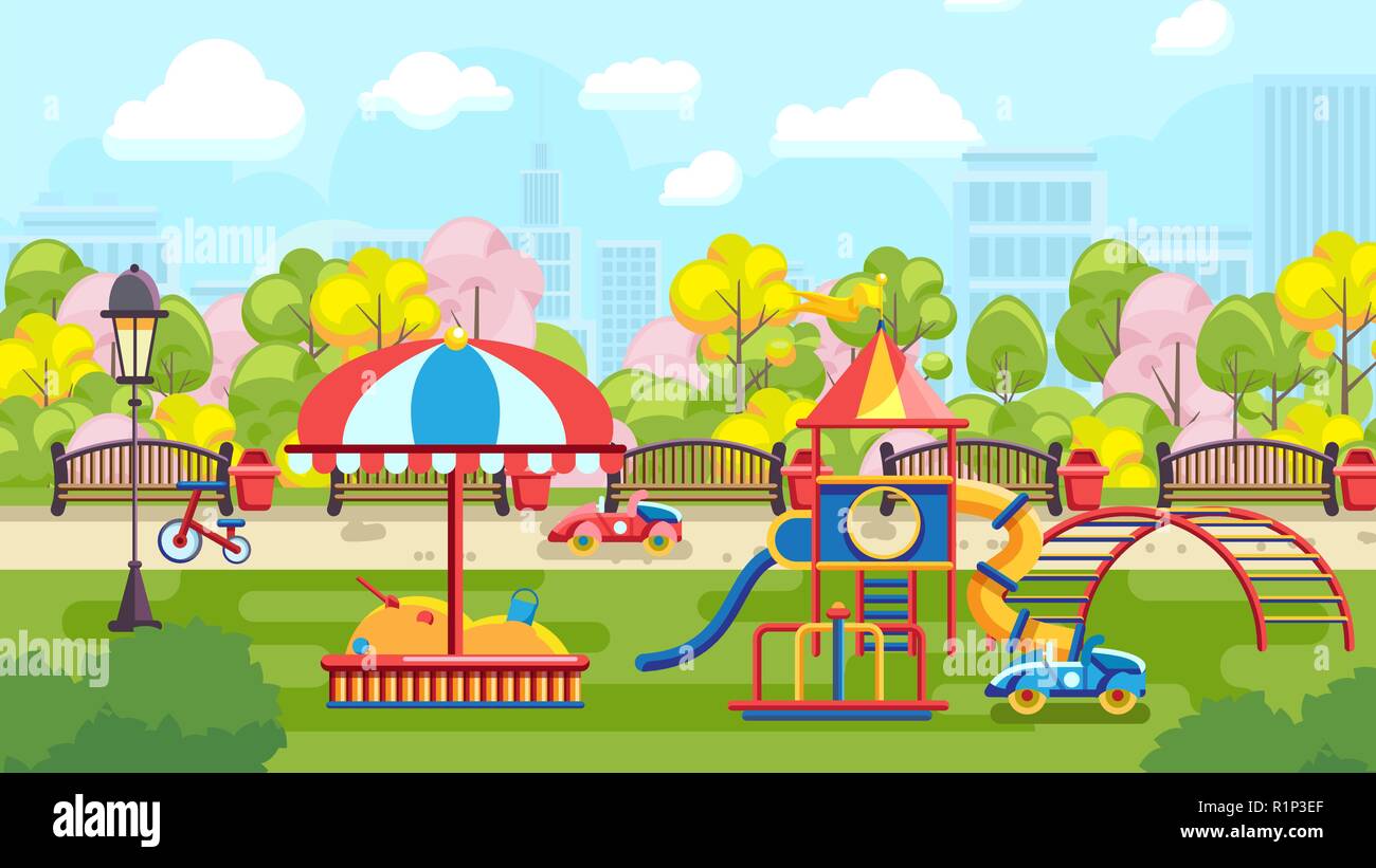 Ilustración vectorial del patio de recreo de la ciudad Imagen Vector de
