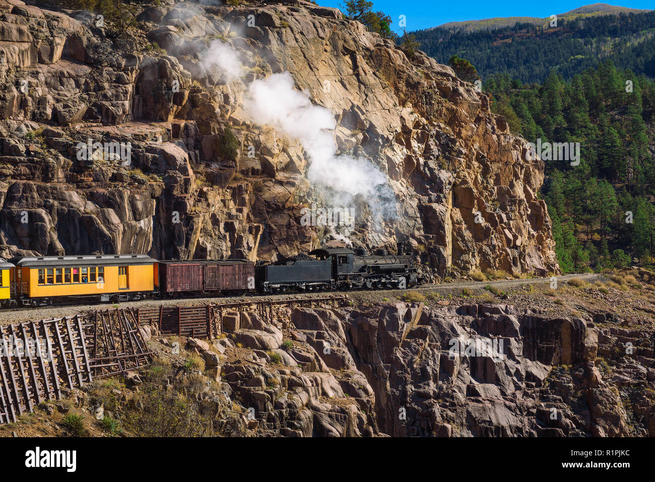 Motor a vapor el tren histórico en Colorado, EE.UU. Foto de stock