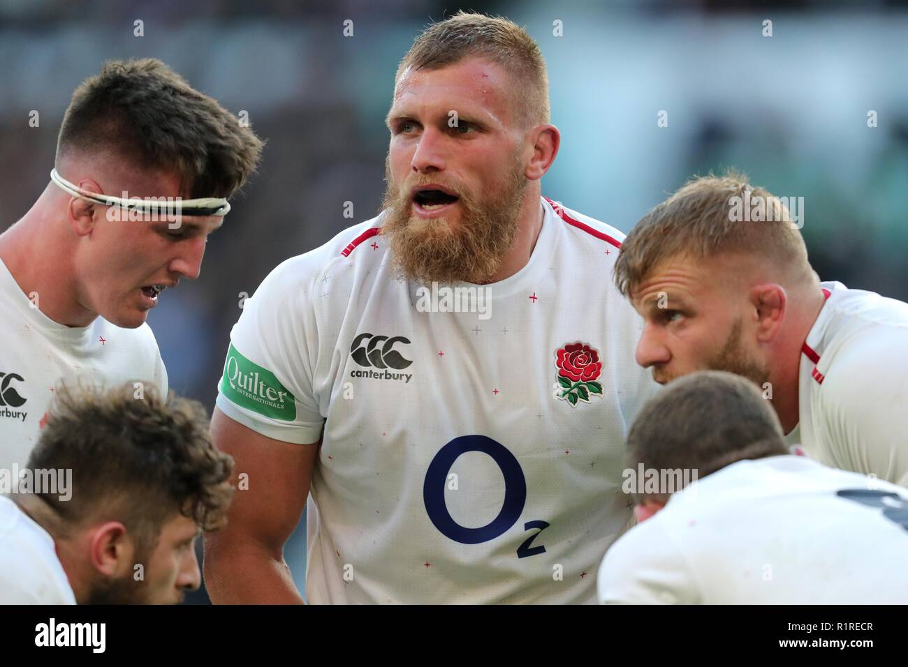 TOM CURRY, Brad Shields & GEORGE KRUIS INGLATERRA RU Inglaterra contra Sudáfrica, AUTUMN INTERNATIONALS TWICKENHAM, Londres, Inglaterra, 03 de noviembre de 2018 DIF20089 Foto de stock