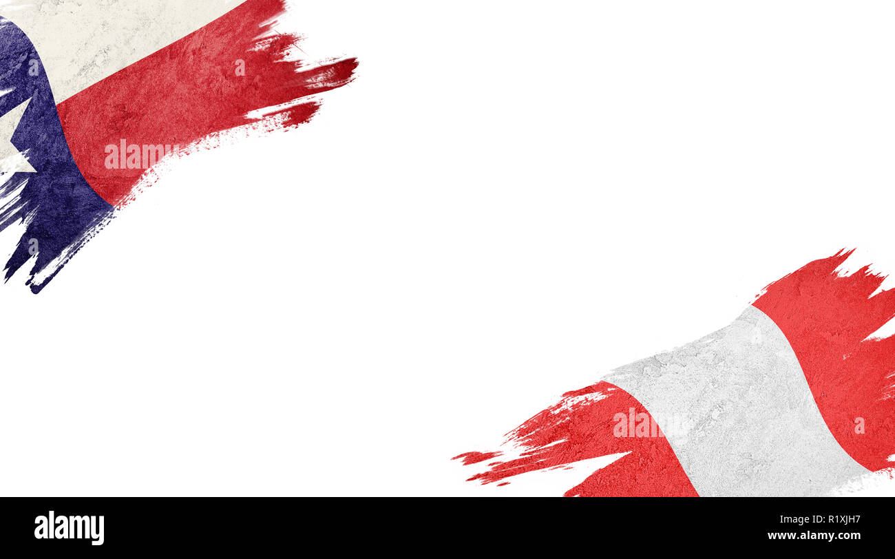 Banderas de Chile y Perú sobre fondo blanco Fotografía de stock Alamy