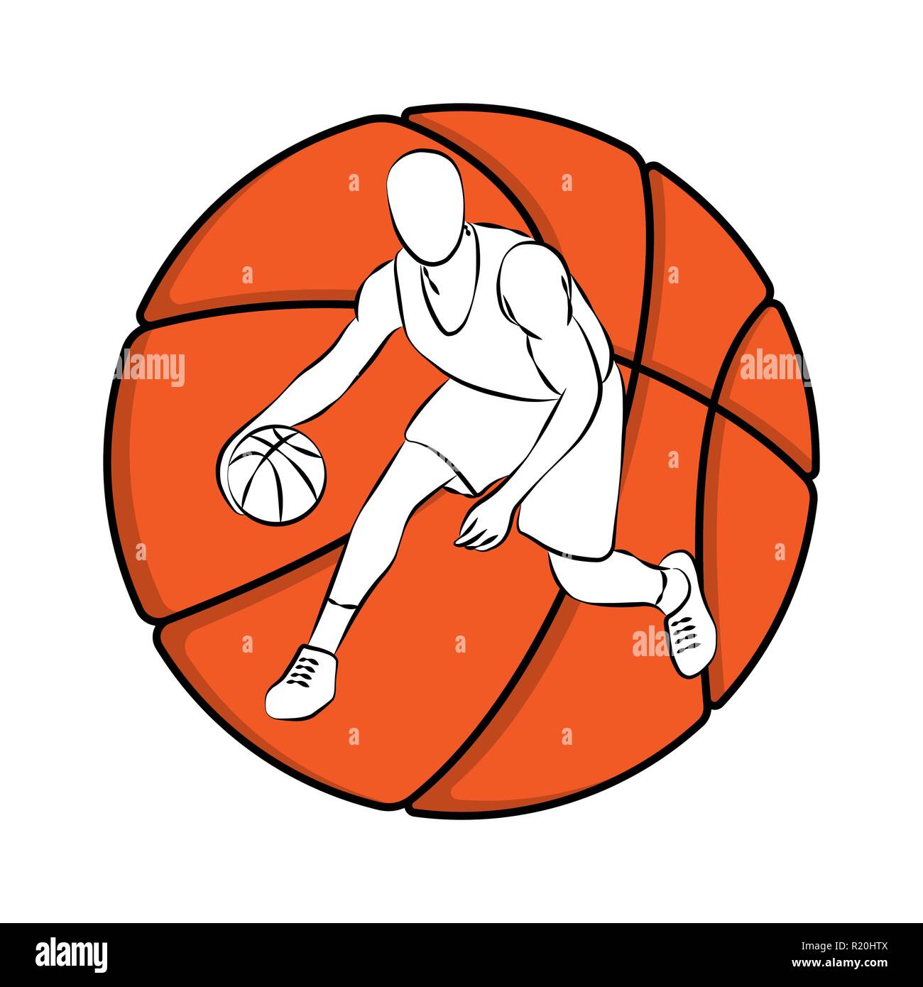 Símbolo de baloncesto naranja con el jugador blanco silueta Imagen Vector de  stock - Alamy