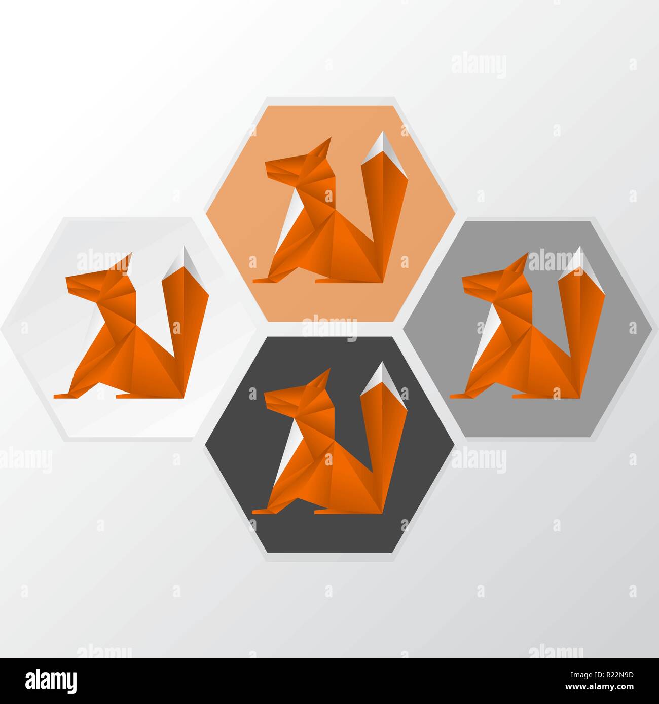 Papel Origami Fox Logotipo Ilustración Triángulos Estilo