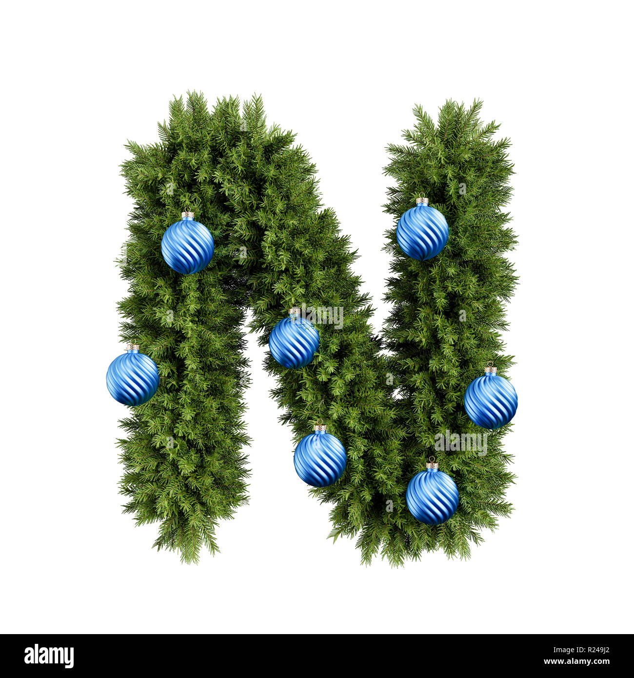 Alfabeto de Navidad ABC LETRA N fuente con bolas de Navidad. Las ramas de  un árbol de navidad decorado con letras mayúsculas tipo esfera de Navidad.  Hig Fotografía de stock - Alamy