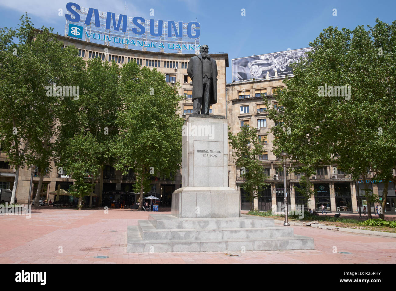 Estatua del político serbio y yugoslavo Nikola Pasic, Nikola Pasic Square, Belgrado, Serbia. Foto de stock