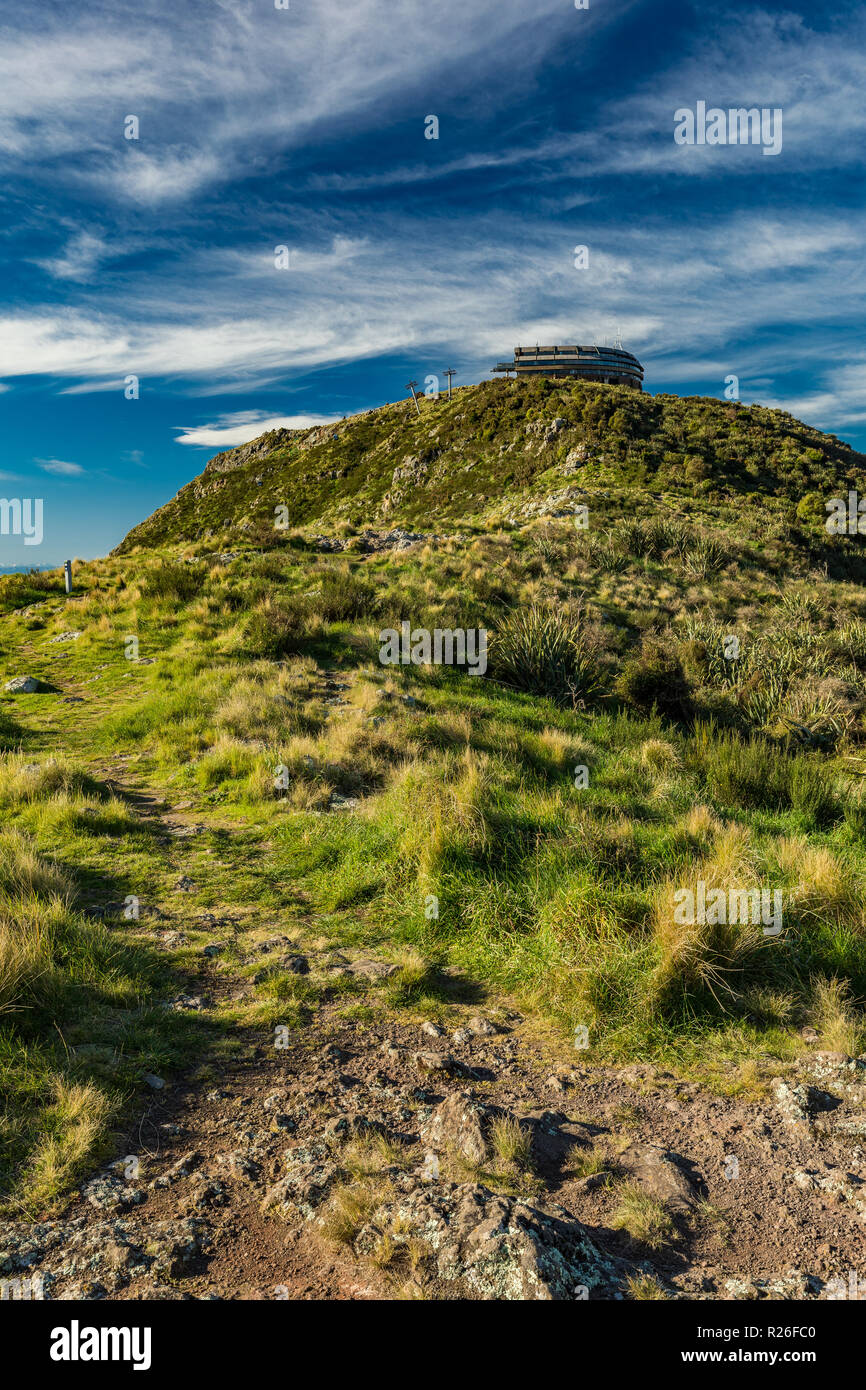 Christchurch Gondola y el puerto de Lyttelton desde Port Hills, en Nueva Zelanda, Isla Sur Foto de stock