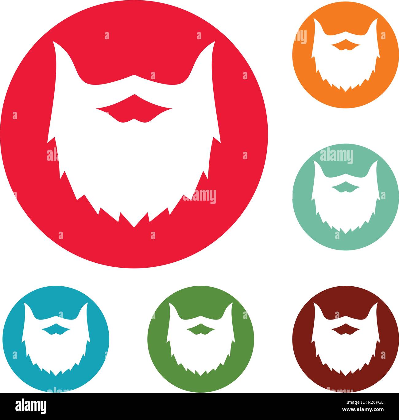 Barba de villanos iconos vector círculo aislado sobre fondo blanco