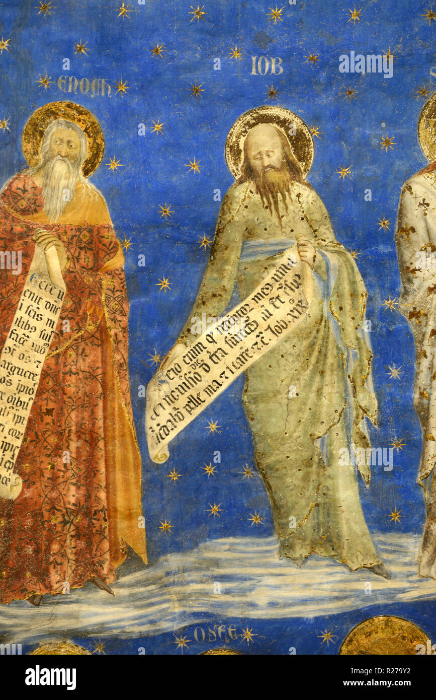 Profetas Enoc y empleo de profetas Fresco, mural o la pintura de la pared (1353), de Matteo Giovannetti Salle de Justicia Palacio de los Papas de Avignon Foto de stock