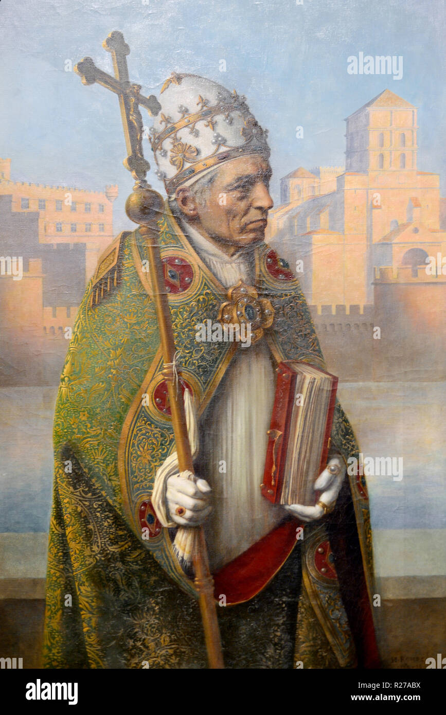 Retrato del Papa Juan XXII en vestido ceremonial. Detalle del tríptico ...
