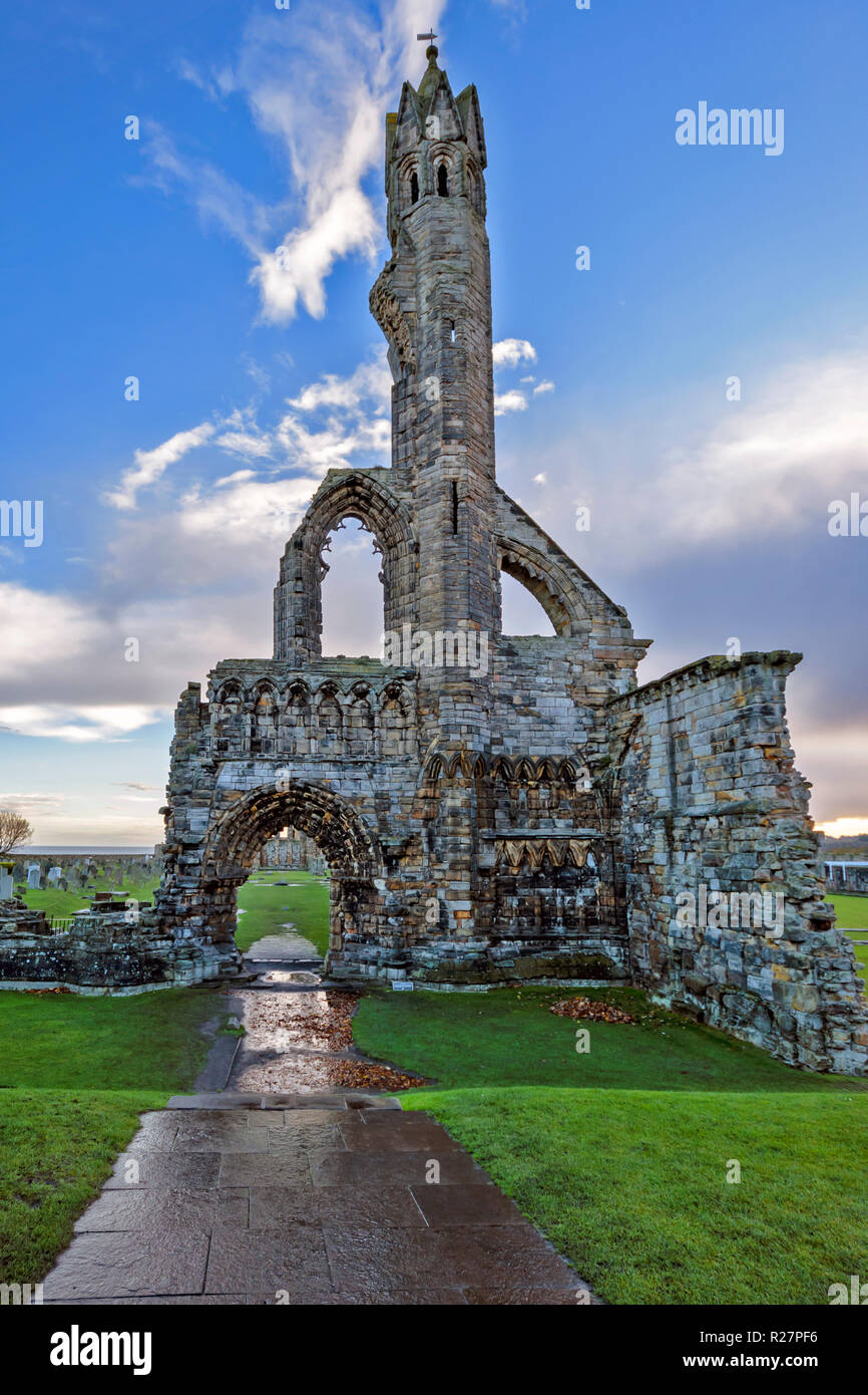 ST ANDREWS FIFE Escocia las ruinas de la catedral los restos de una TORRE Foto de stock