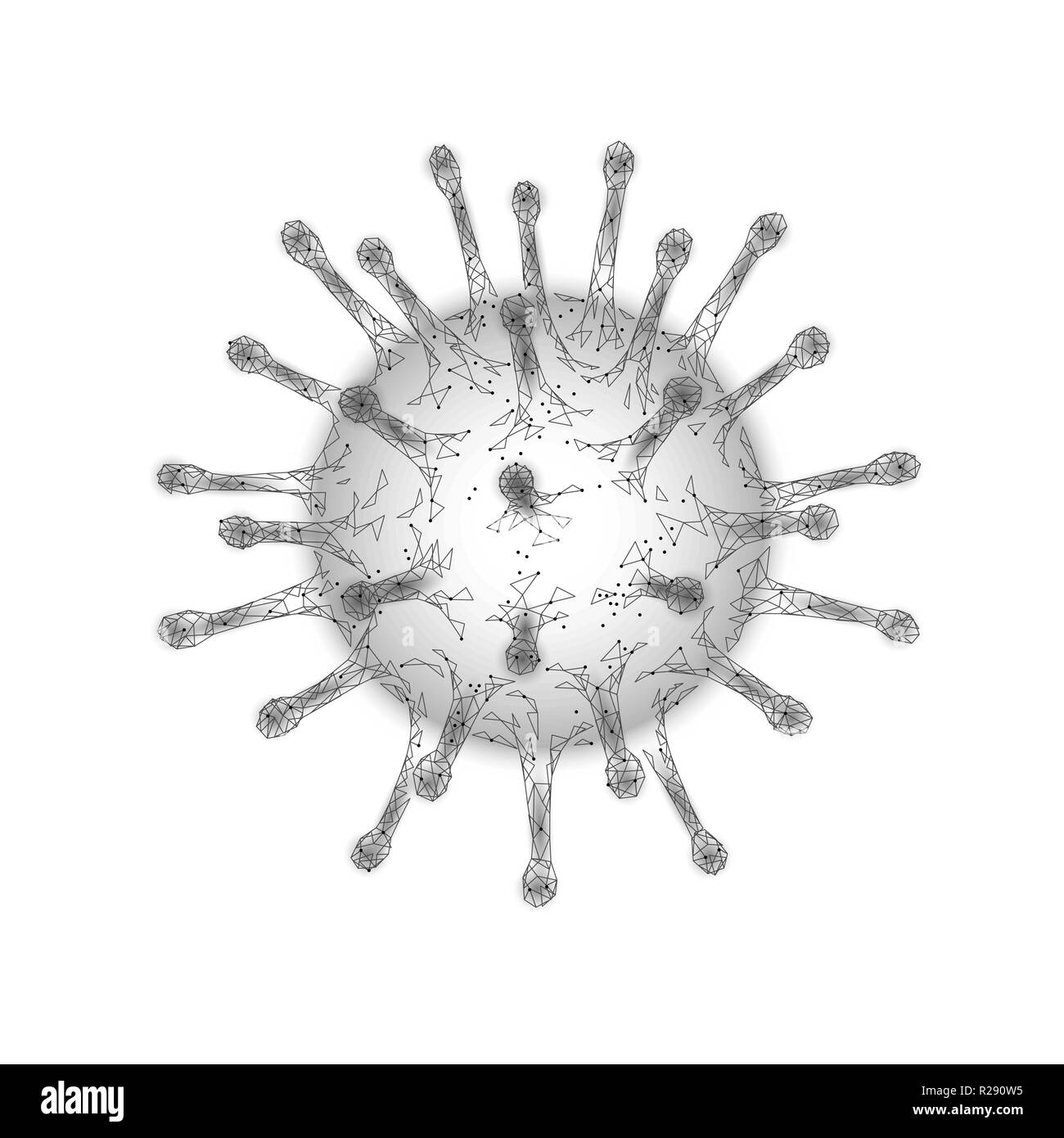 3d de células virales low poly. Triángulo poligonal la infección crónica por el virus de la hepatitis, la gripe aviar infectan células animales, sida. Resumen de la ciencia de la medicina healthcare ilustración vectorial. Ilustración del Vector