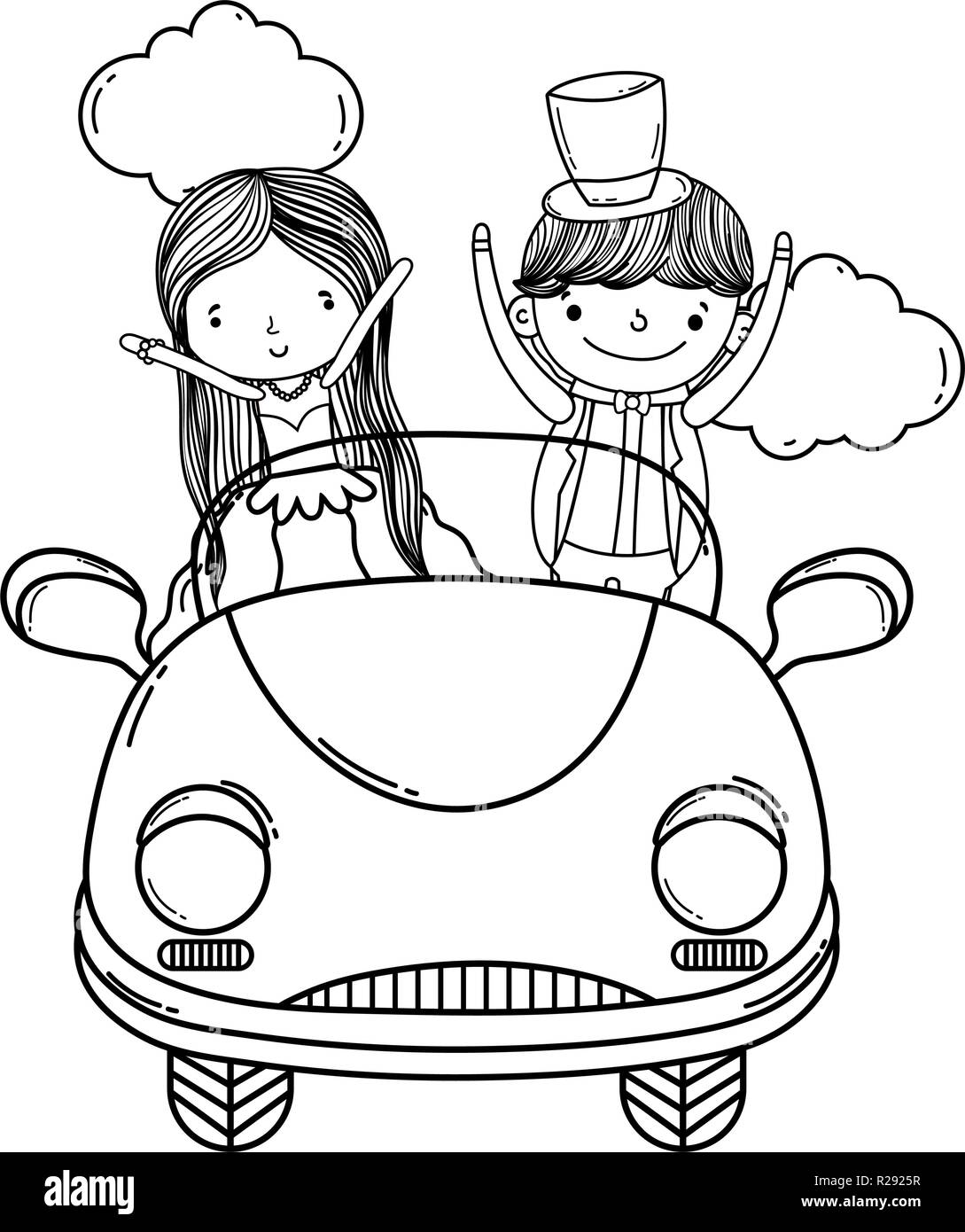 Pareja de novios y coches de caricatura en blanco y negro Imagen Vector de stock - Alamy Pareja de novios y coches de caricatura en blanco y negro Imagen Vector de stock - Alamy