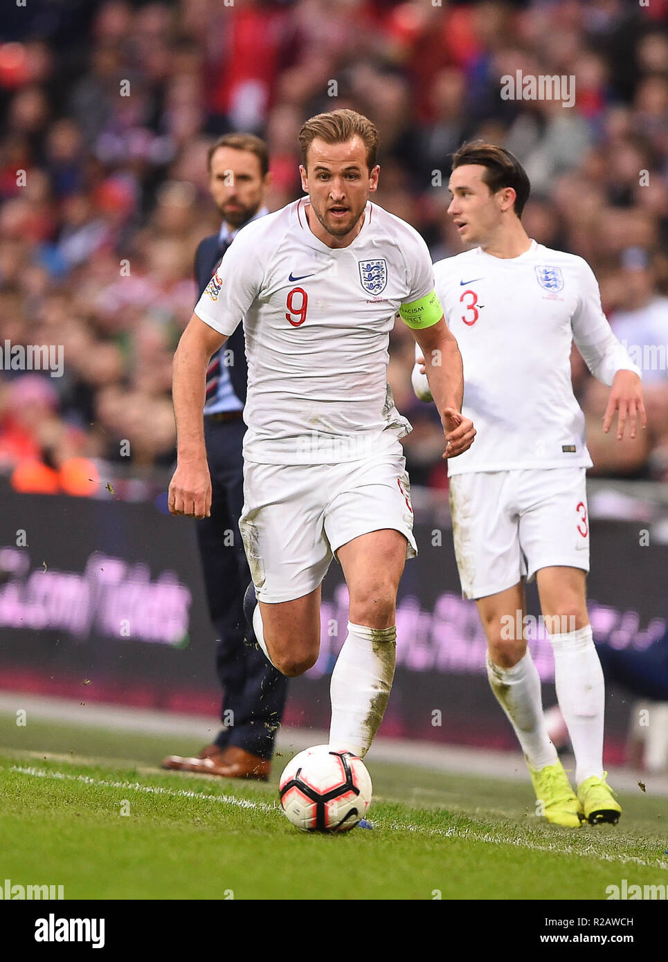 Londres, Reino Unido. 18 de noviembre de 2018. Inglaterra adelante Harry Kane (9) durante la final de la UEFA Unidas encuentro de Liga entre Inglaterra y Croacia en el estadio de Wembley, en Londres el domingo 18 de noviembre de 2018. (©MI News & Sport Ltd | Alamy Live News) Foto de stock