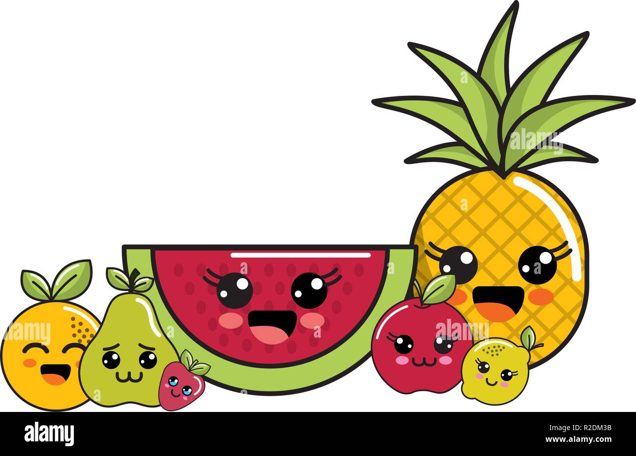 Diseño de frutas kawaii aislado Imagen Vector de stock - Alamy