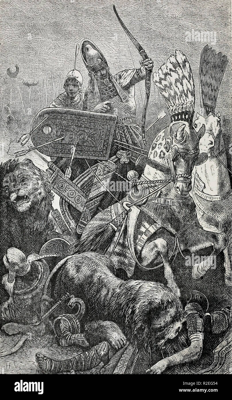 El gran Sesostris (Rameses II) en la batalla de Khadesh Foto de stock