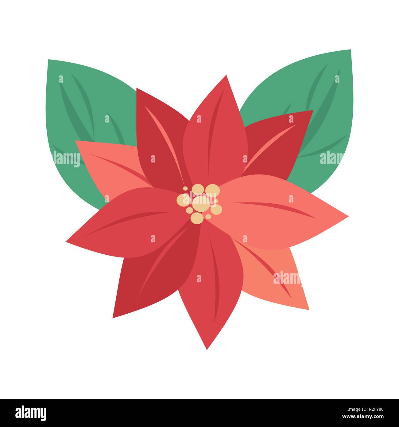 Cute dibujos animados de flores de navidad poinsettia ilustración vectorial  aislado sobre un fondo blanco Imagen Vector de stock - Alamy