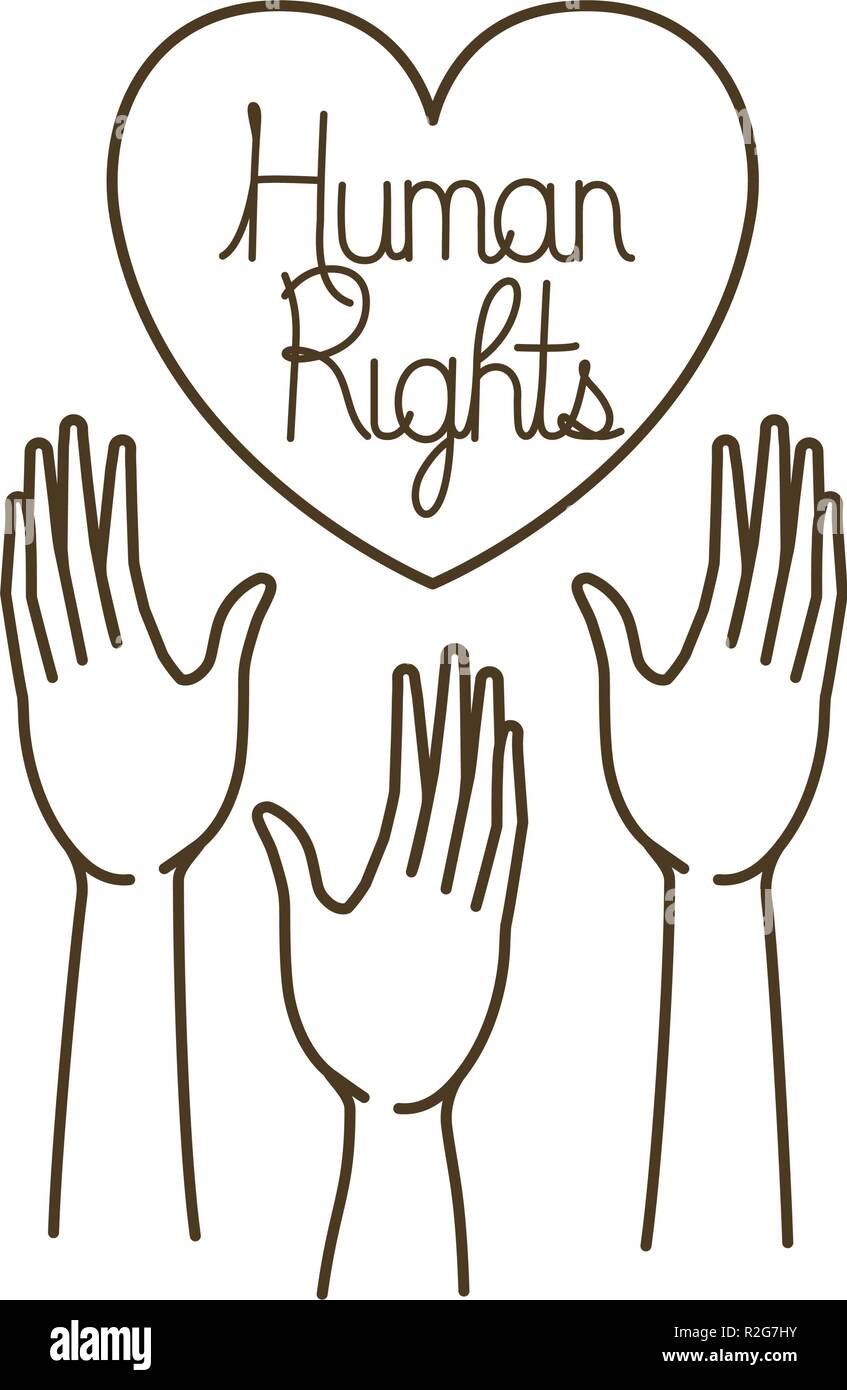 Manos Abiertas con símbolo de derechos humanos Imagen Vector de stock -  Alamy