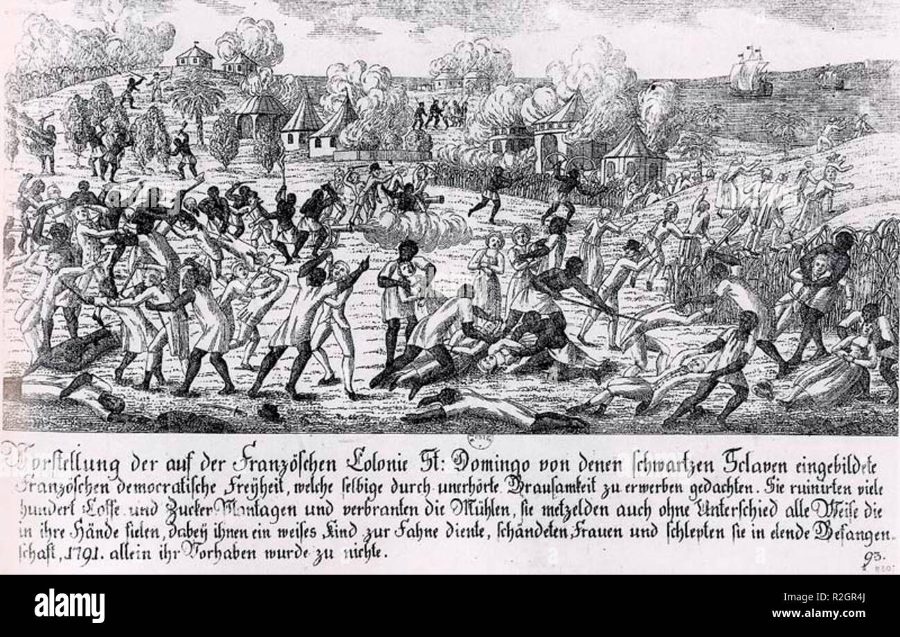 Rebelión de esclavos en Saint Domingue Foto de stock