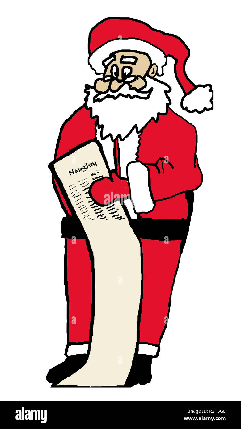Viejo San Nick aka Santa con su lista de Naughty & Nice Foto de stock