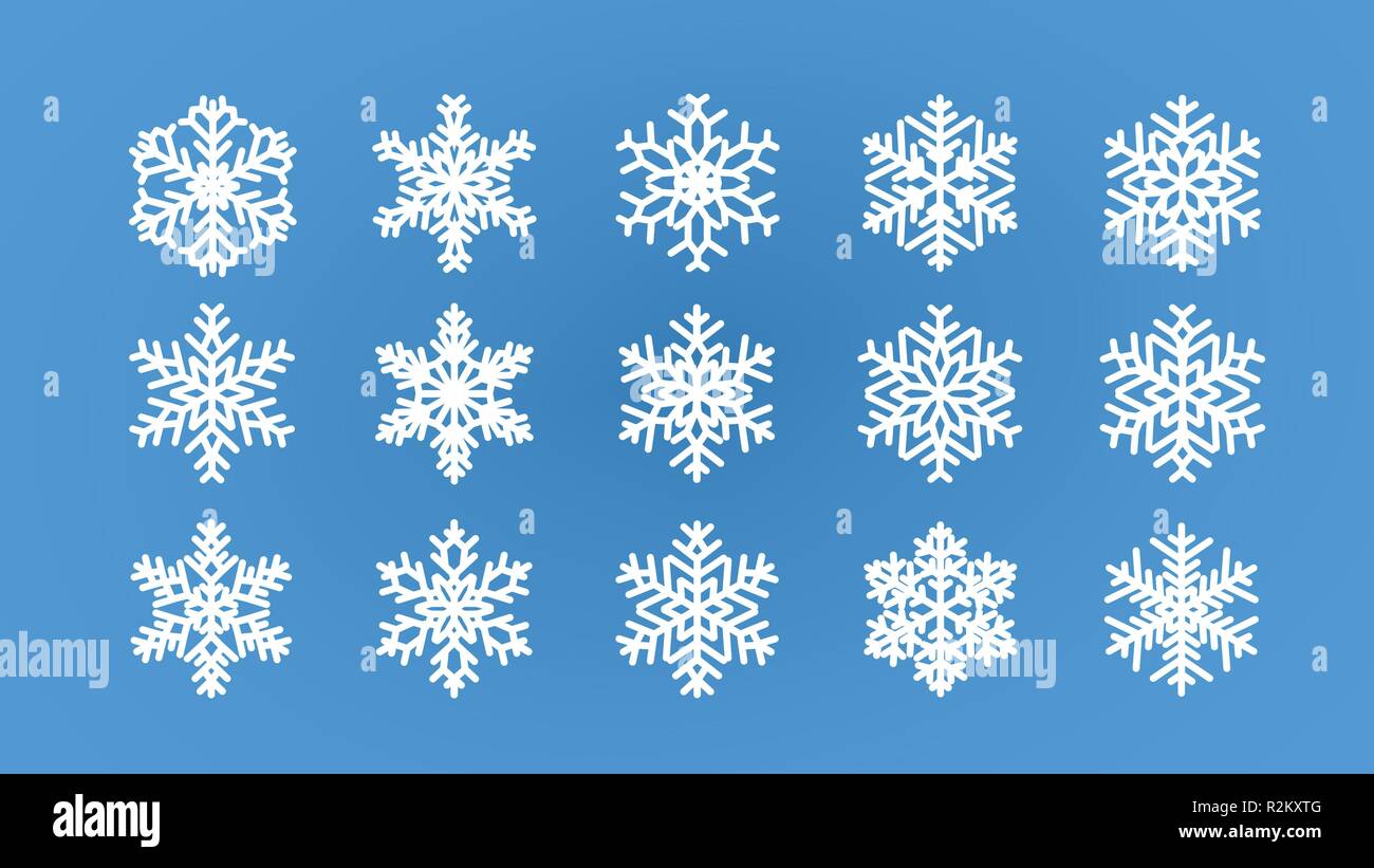 Conjunto de diferentes copos de nieve. Invierno, invierno concepto.  Ilustración vectorial de dibujos animados Imagen Vector de stock - Alamy