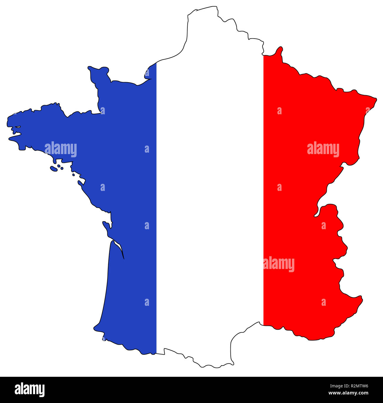 Mapa de Francia en colores nacionales Foto de stock