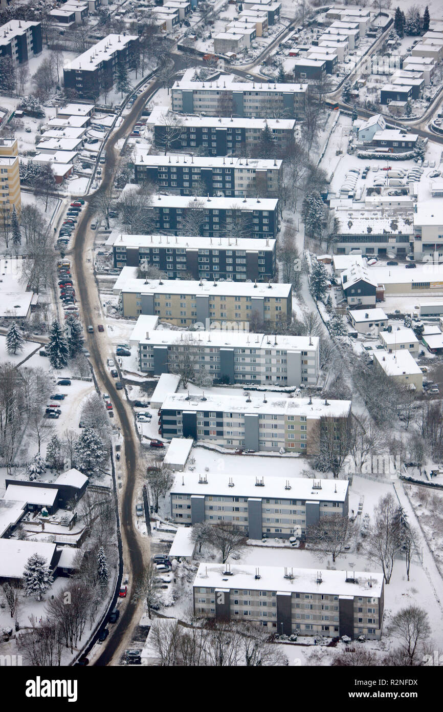 Vista aérea, los conventillos, apartamentos, edificios de gran altura, bloques de pisos, Nieve Büttenberg, Ennepetal, Renania del Norte-Westfalia, Alemania, Europa Foto de stock