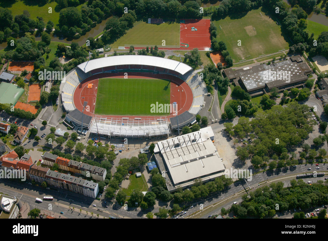 Vista aérea, Auestadion, vista aérea, Ludwig-Mond-Straße 44, Kassel, Hesse, Alemania, Europa, Foto de stock