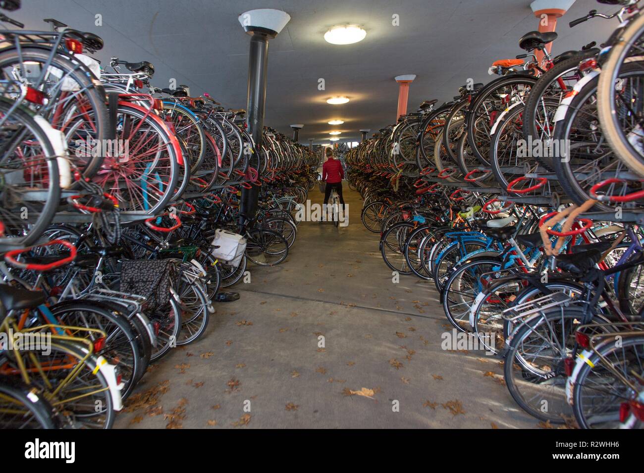 Parking de bicicletas en Groningen estación central Foto de stock