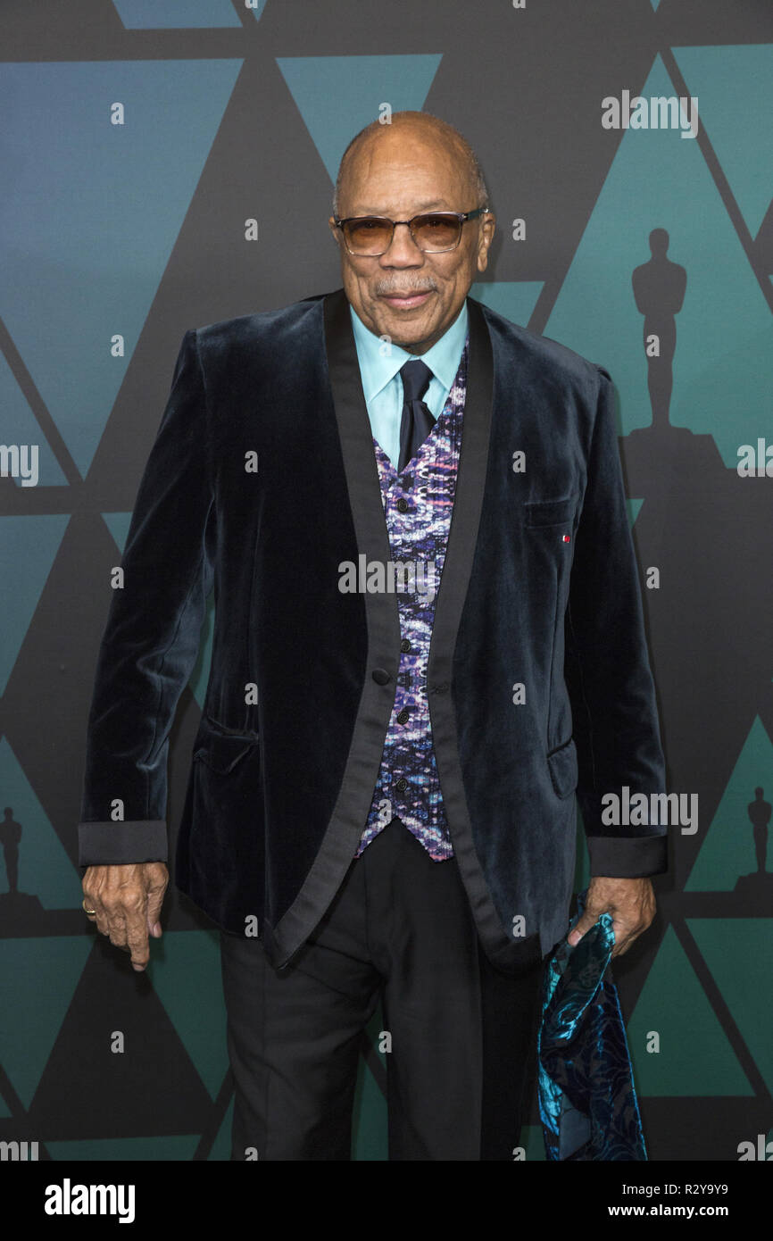 Quincy Jones asiste a la Academia Anual 2018 Governors Awards en el Ray Dolby Ballroom en el Hollywood & Highland Center en Hollywood, CA, el domingo, 18 de noviembre de 2018. Foto de stock