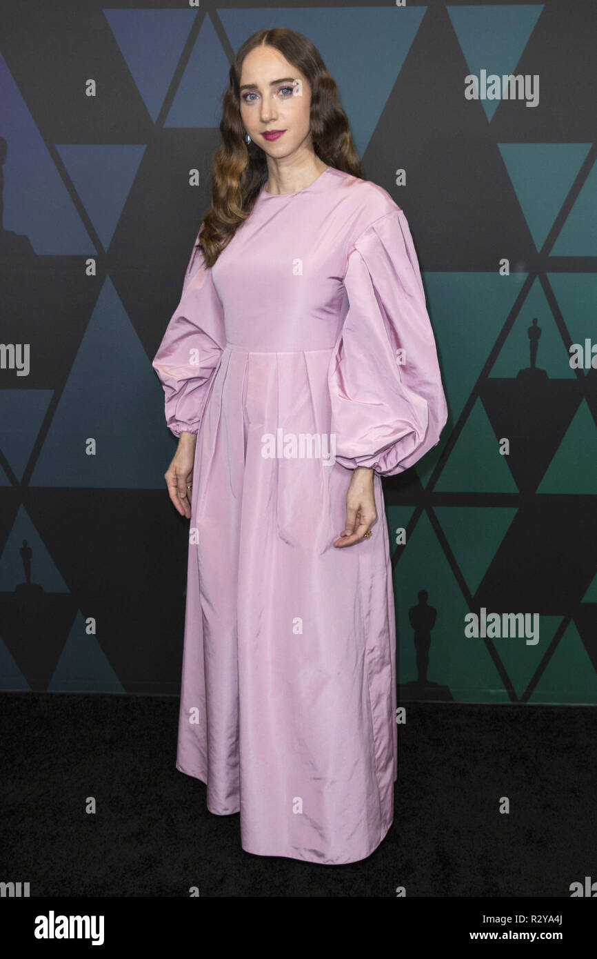 Zoe Kazan asiste a la Academia Anual 2018 Governors Awards en el Ray Dolby Ballroom en el Hollywood & Highland Center en Hollywood, CA, el domingo, 18 de noviembre de 2018. Foto de stock