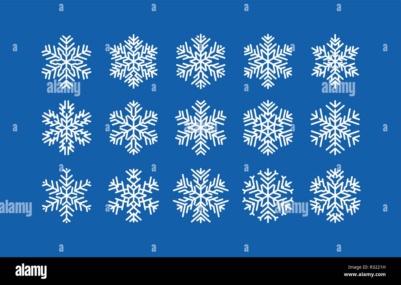 Conjunto de copos de nieve. Concepto de invierno, Navidad. Ilustración  vectorial de dibujos animados Imagen Vector de stock - Alamy