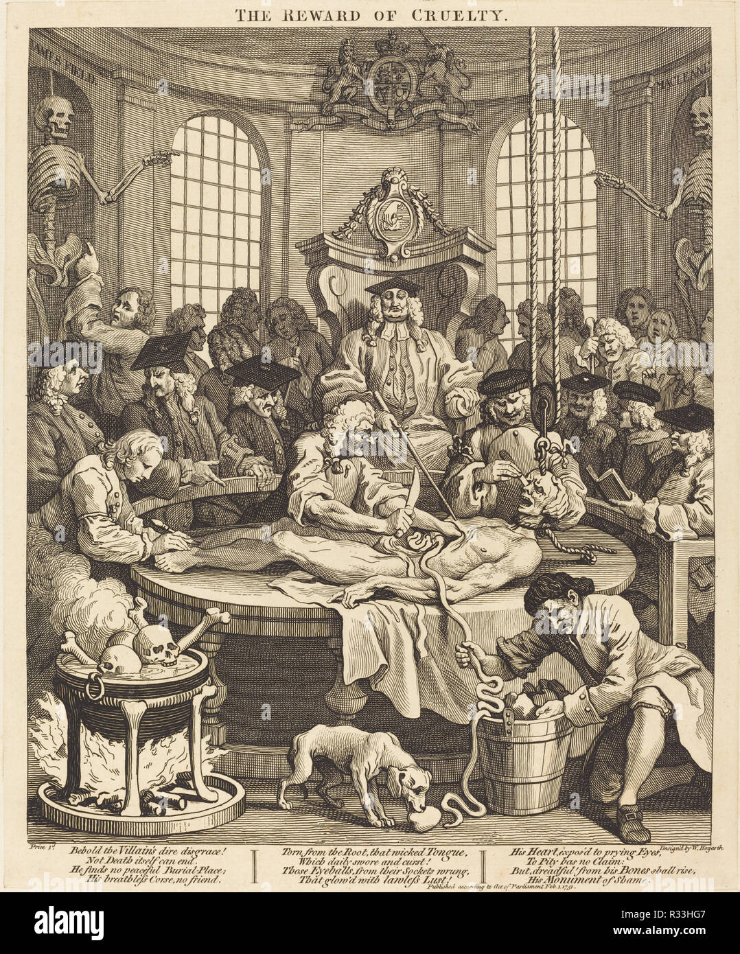 La recompensa de la crueldad. Fecha: 1751. Medio: aguafuerte y grabado. Museo: La Galería Nacional de Arte, Washington DC. Autor: William Hogarth. HOGARTH, GUILLERMO. Foto de stock