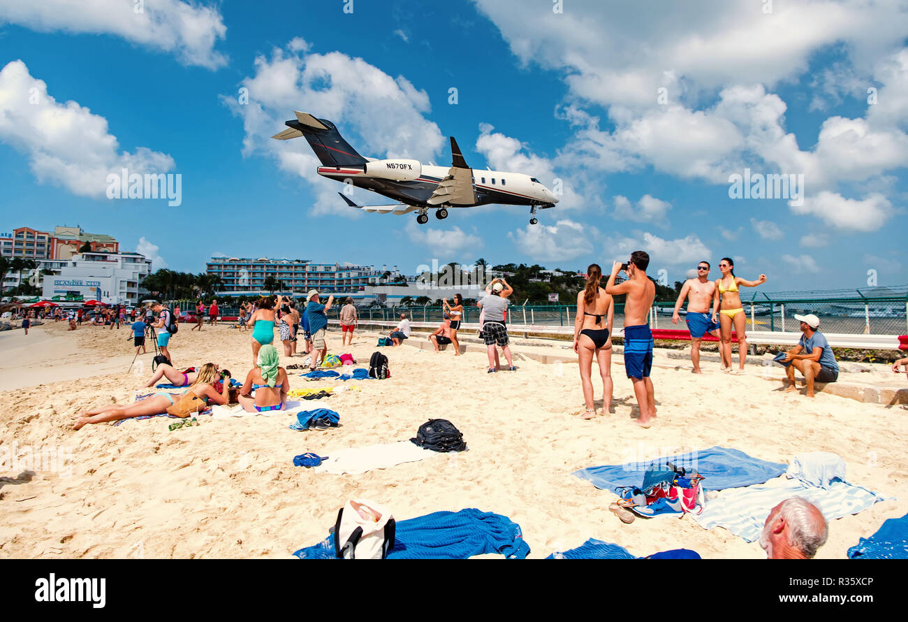St Maarten Holanda Febrero 13 2016 Observar La Playa