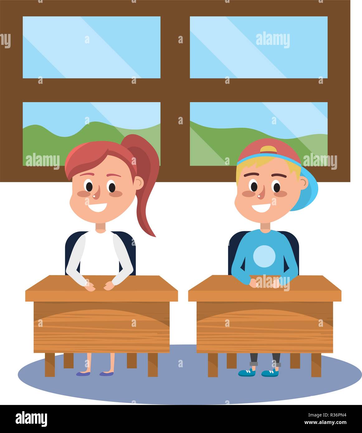 Los Alumnos De La Escuela Elemental Caricatura Ilustracion Vectorial Diseno Grafico Imagen Vector De Stock Alamy