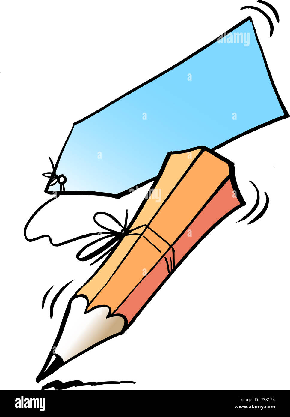 Ilustración vectorial de dibujos animados de un lápiz y escribir un  memorando Fotografía de stock - Alamy