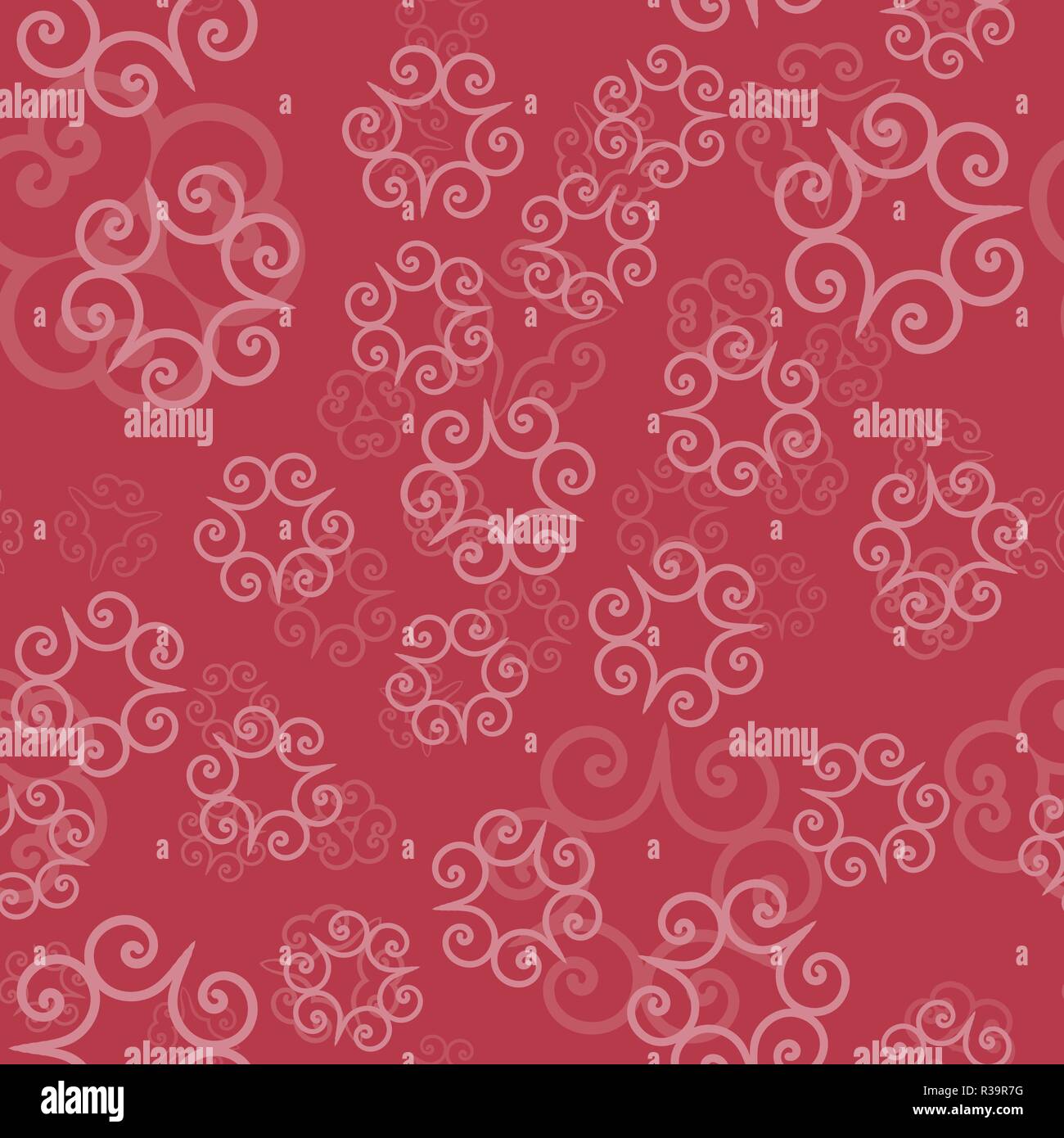 Color rosa ornamento de mandalas sobre un fondo de color rojo claro. Plantilla para papel de embalaje orientales, mantones, textiles, tejidos textiles étnicos Ilustración del Vector