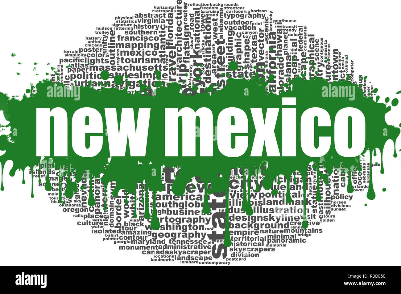 Nuevo México palabra cloud design. Ilustración creativa de idea palabra  lettering tipografía . 3D rendering Fotografía de stock - Alamy