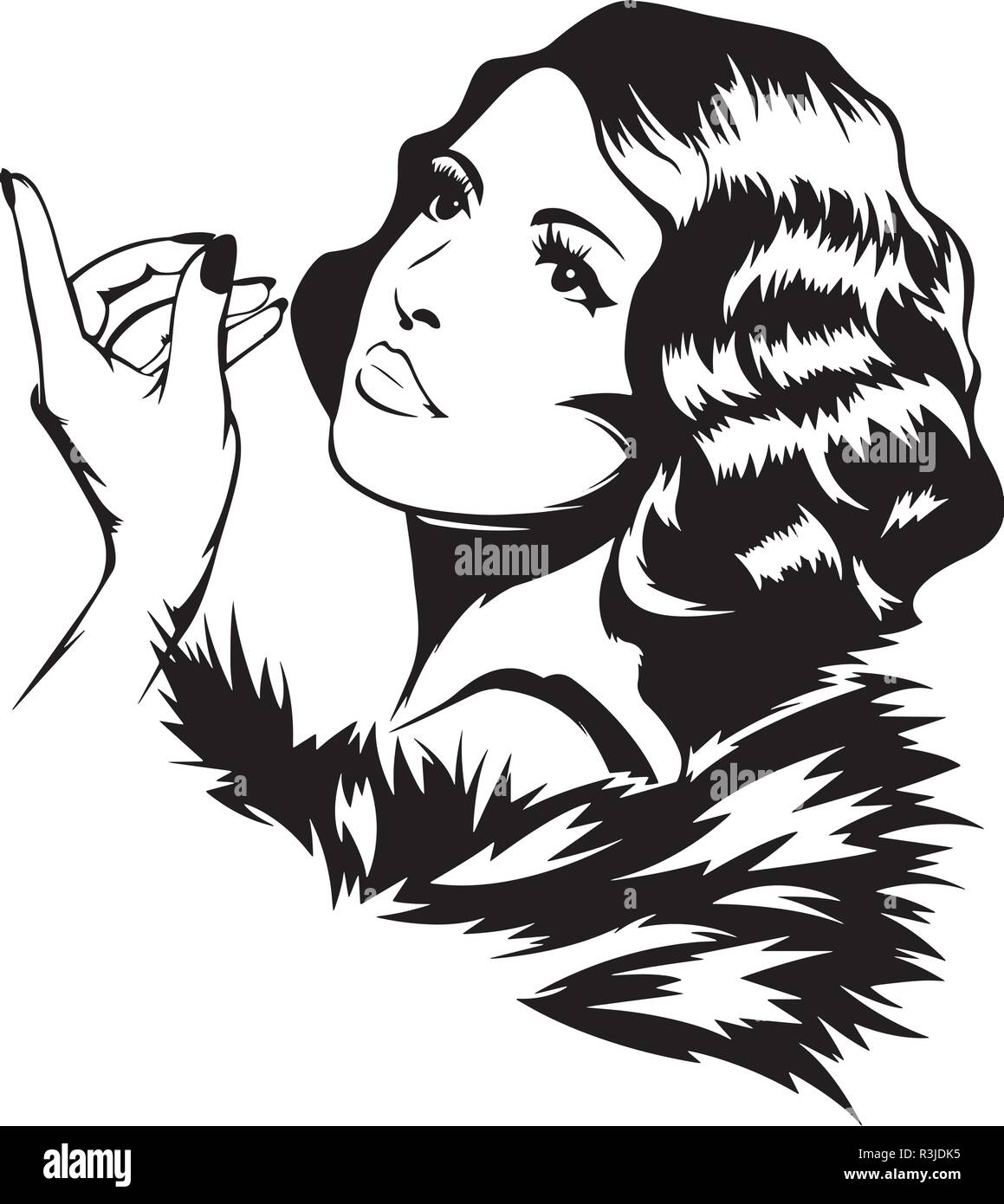 Mujer elegante estilo retro Lady Pin Up Girl Ilustración del Vector
