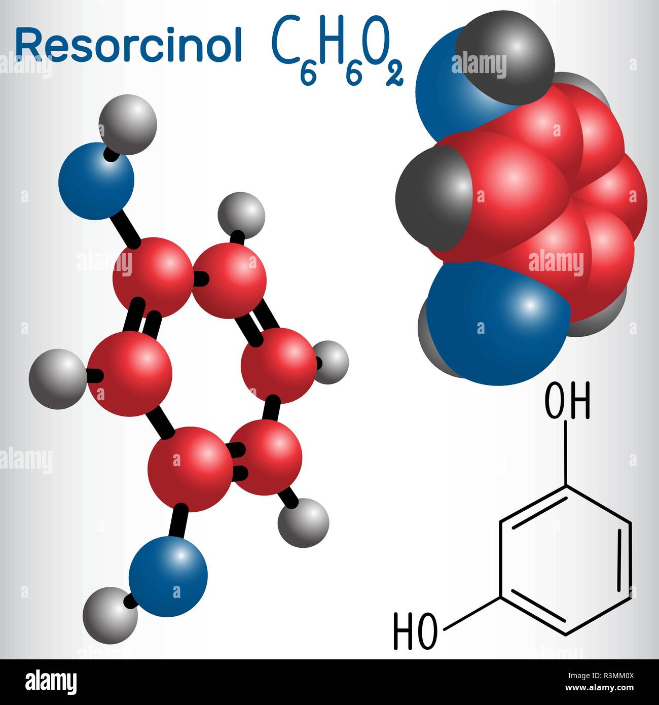 Resorcinol ( resorcin) molécula Fórmula química estructural y el